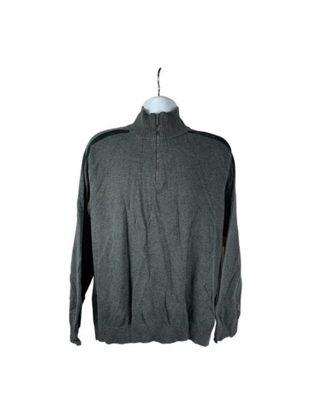 Calvin Klein Jeans Mens XL 1/4 Zip Mock Neck Sweater Grey Casual Pullover Cotton